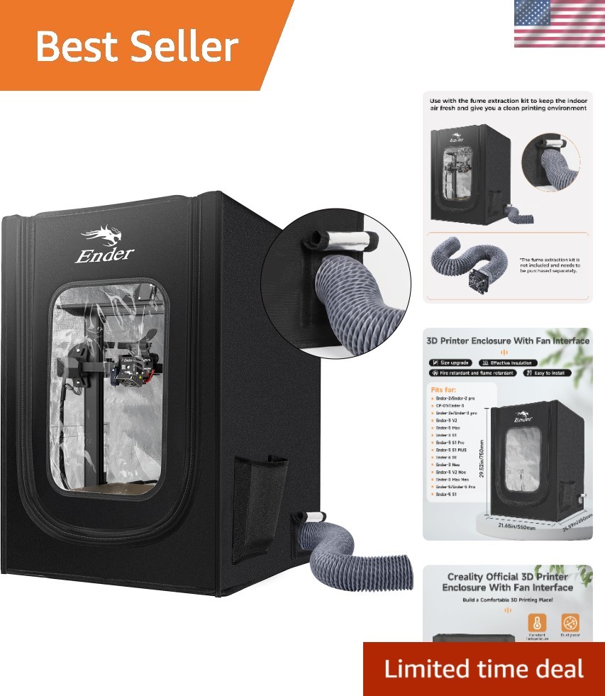 Official 3D Printer Enclosure with Fan Interface Fireproof Dustproof Constant...