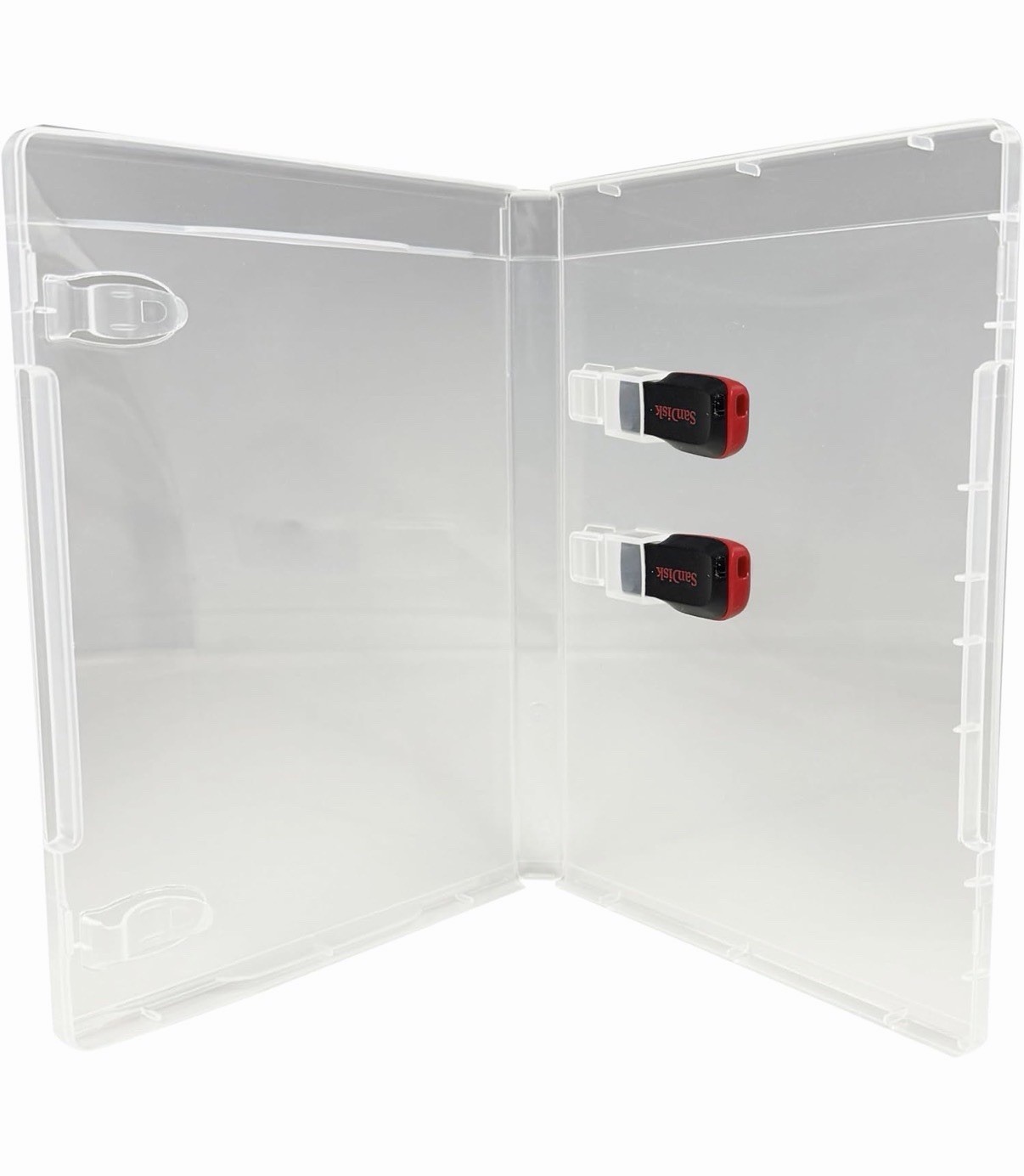 Pack Of 3 - Premium Super Clear Double USB Flash Drive Cases 14MM - Blu Ray Size