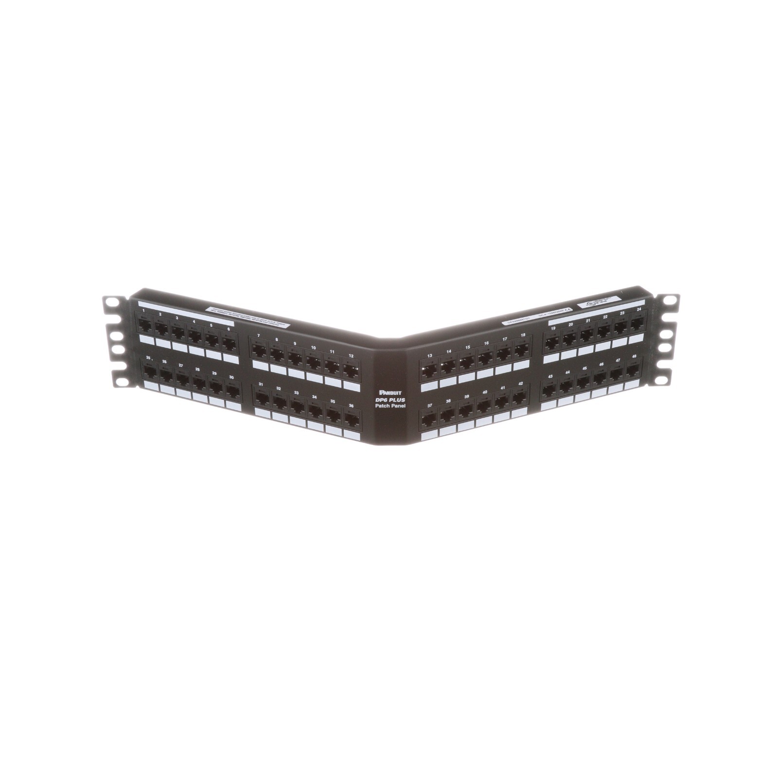 Panduit DPA48688TGY 48 Port 2U Rack Cat 6 Angled Punchdown Patch Panel Black