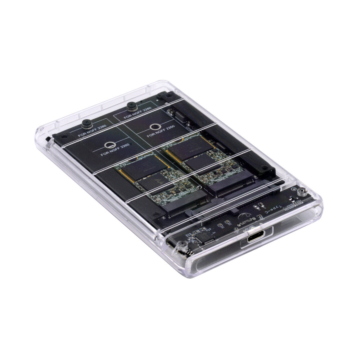 CABLECY Dual NGFF B+M-Key M.2 SSD Card USB3.0 Type-C USB-C 2.5" SATA Enclosure