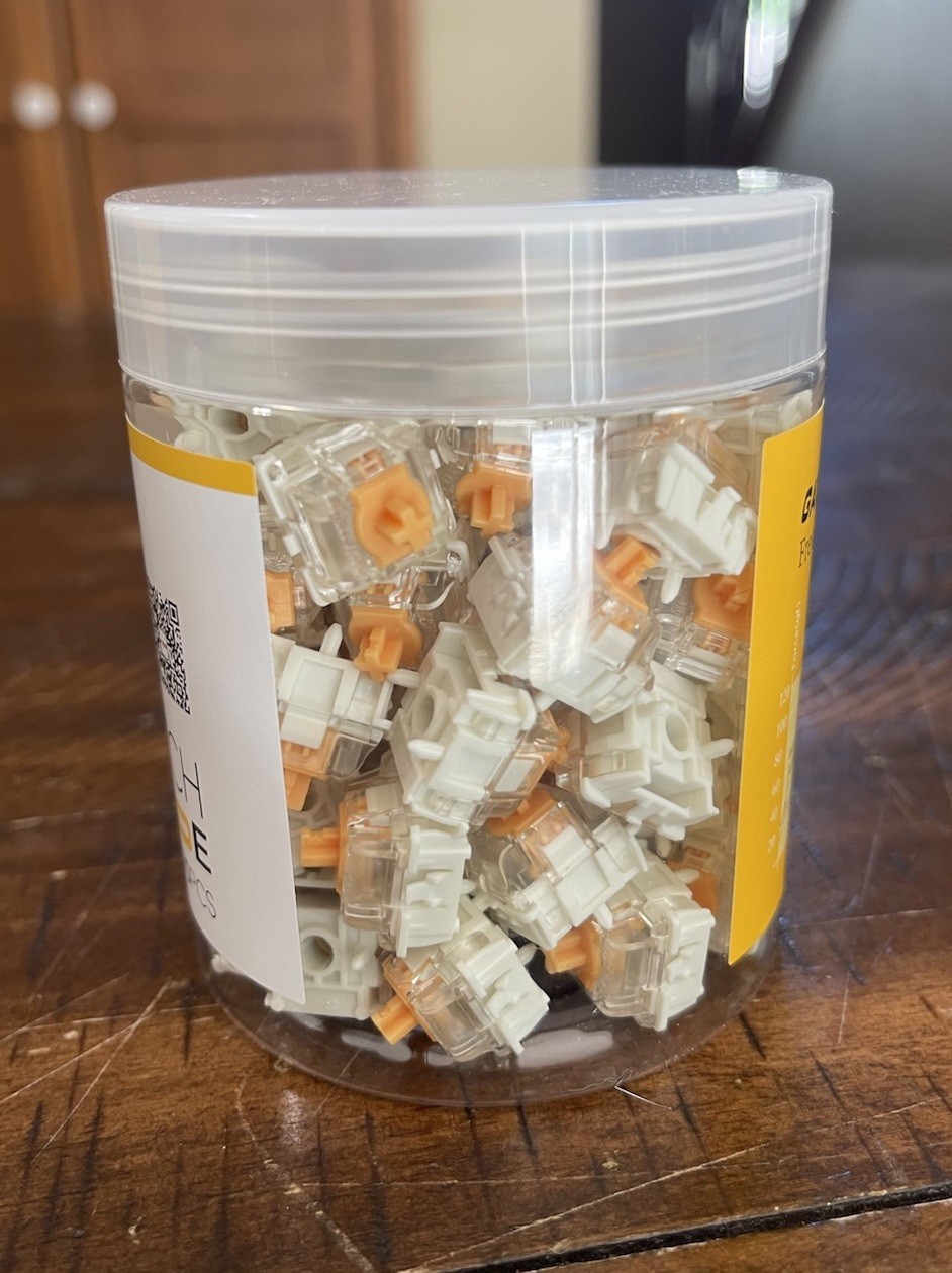 Gateron KS-20 Dual-Rail Magnetic Orange Keyboard Switches, Pre-lubed, 70 pcs.