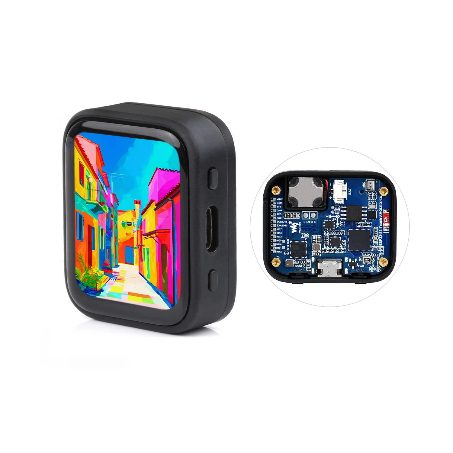 ESP32-S3 1.8Inch AMOLED Touch Display Development Board, 32-Bit LX7 Dual-Core Pr