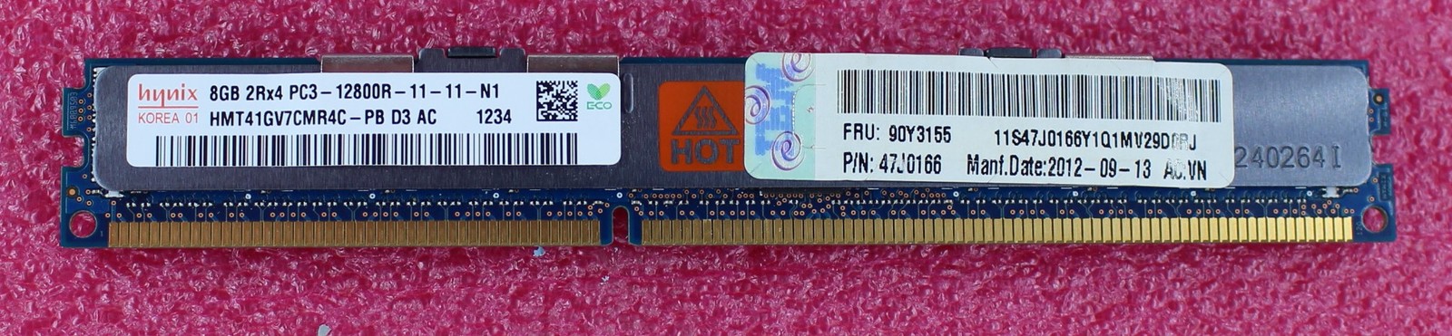 90Y3155 - IBM 8GB 2Rx4 PC3-12800U ECC DDR3 RDimm