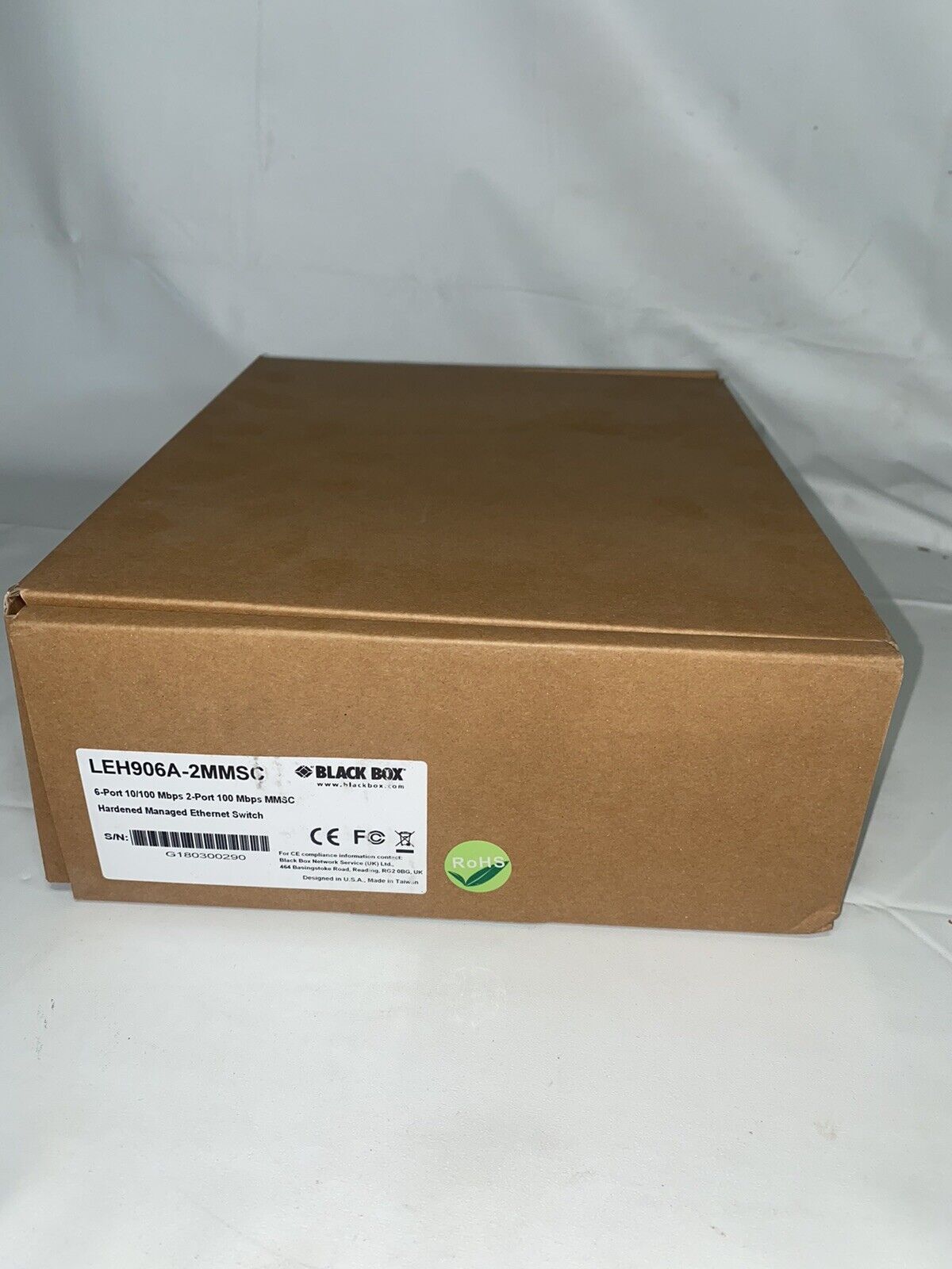 Black Box LEH906A-2MMSC, 6-Port 10/100 Mbps 2-Port 100 Mbps MMSC, New Open Box