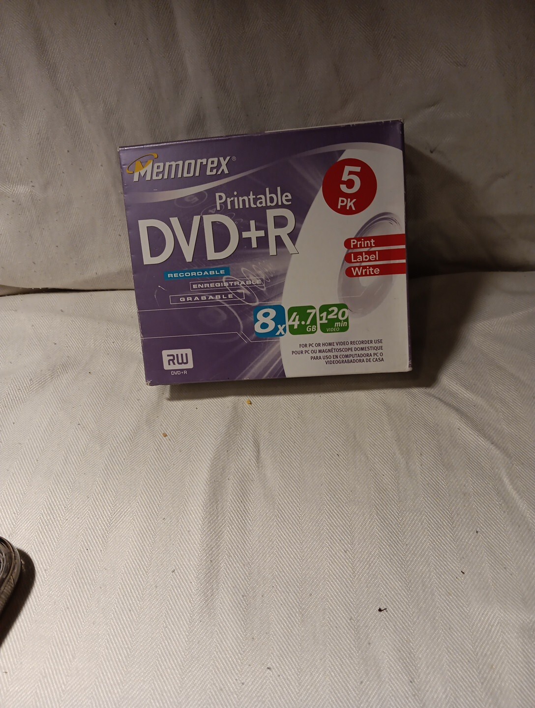 Vtg. Memorex Printable DVD +R 5CT.in Case 4.7 GB 120 MIN.