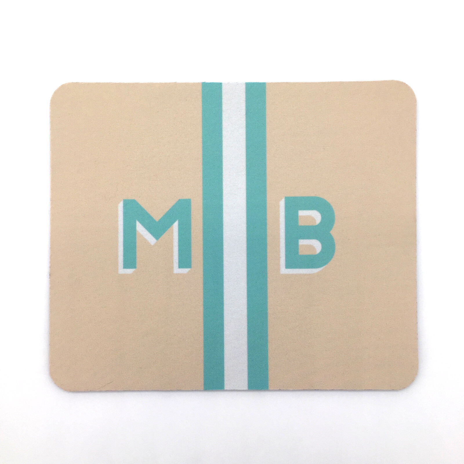 Mark and Graham Mousepad MB mono Shadowprint Sand with Aqua White 9"x7" NWOT  17