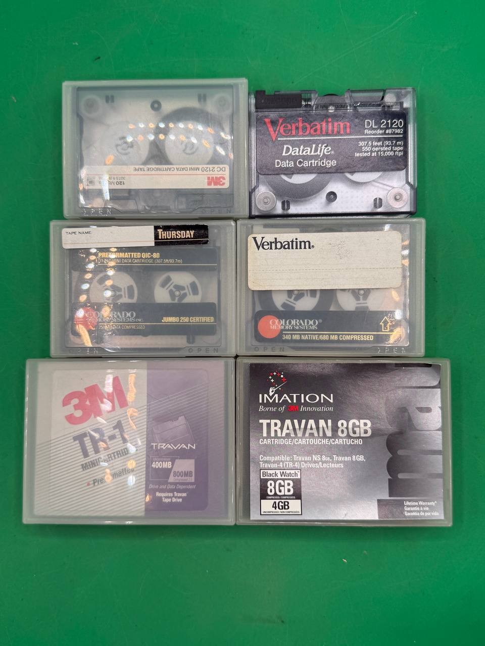 Lot of 6 Vintage Data Tape Cartridges Travan QIC-80 DC2120 Verbatim TC