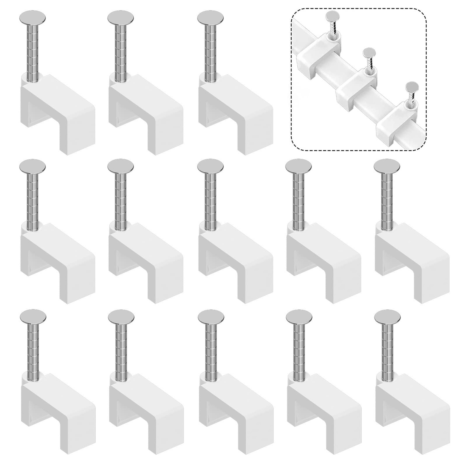 200 Pcs 8mm Cable Clips Nail in Flat Ethernet Cable Wall Clips for Cords Cat5...