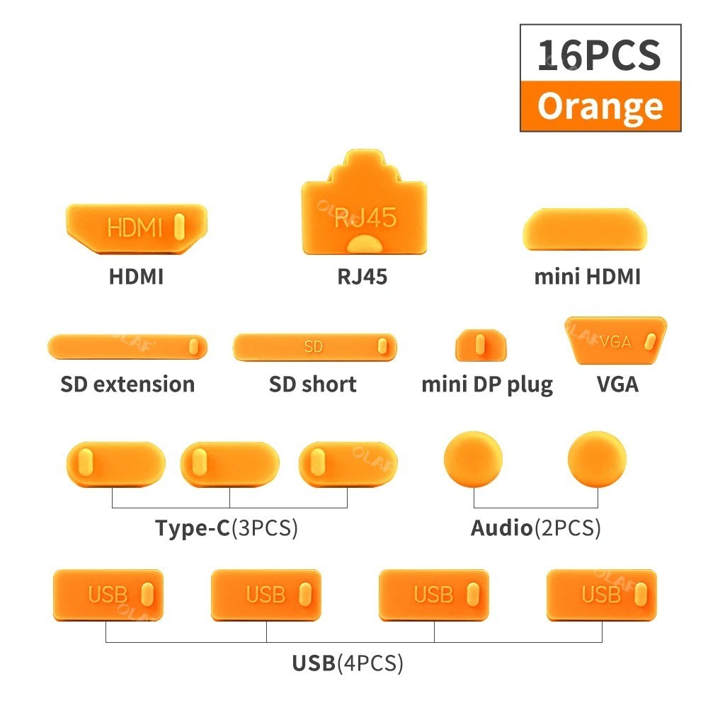 16PCS Silicone USB Dust Plug Set Laptop Computer Port Protector Anti Dust