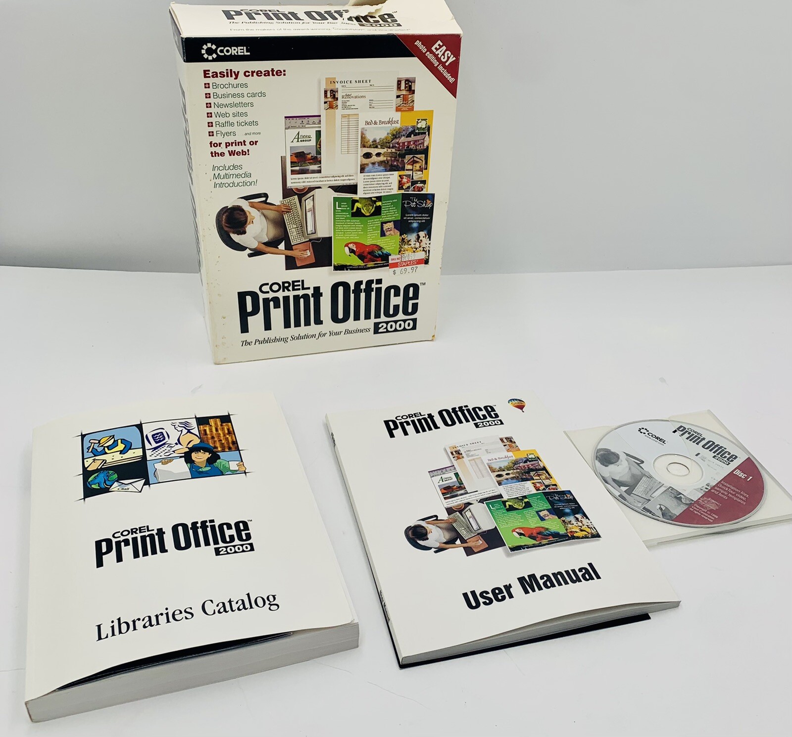 Corel Print Office 2000, original box, Discs, & user guide book Great