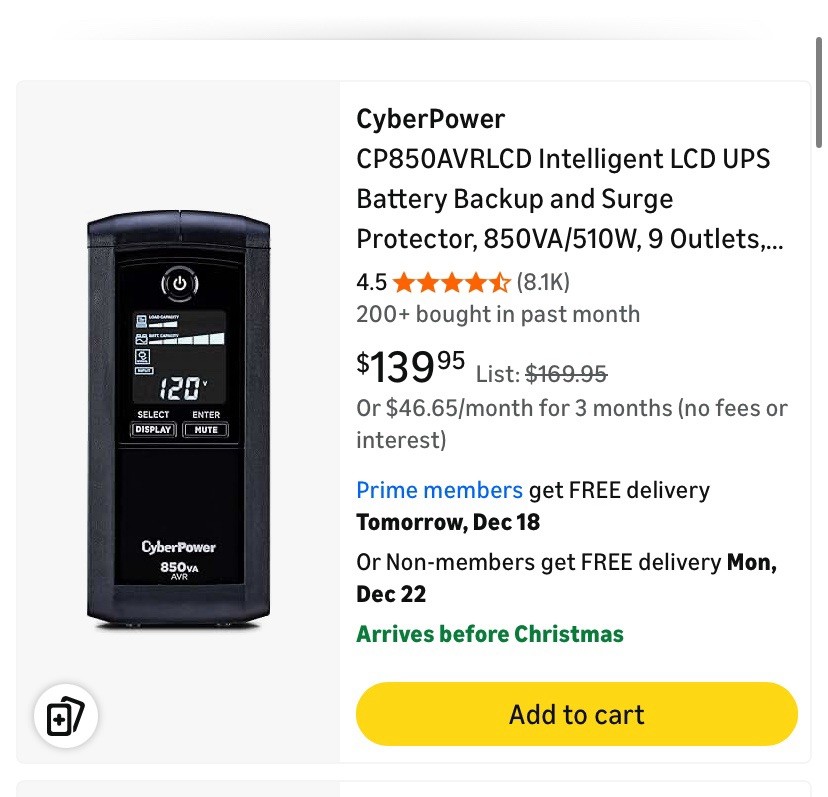 CyberPower CP850AVRLCD Intelligent LCD UPS Systems (CP850AVRLCD)