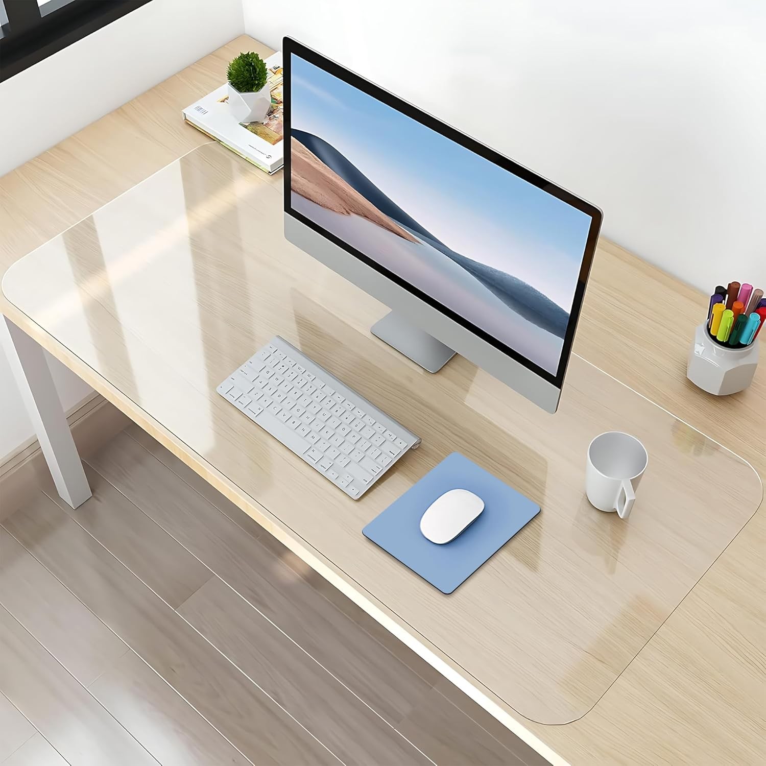 NATRKE Clear Desk Mat Pad, 31.5"x15.7" Large Transparent Computer Desk Mat Pl...