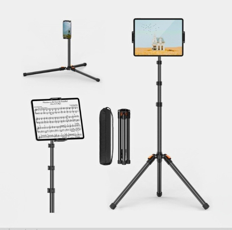 XXZU 72in Adjustable Height Tablet Floor Tripod Stand Black Metal VCT-5229