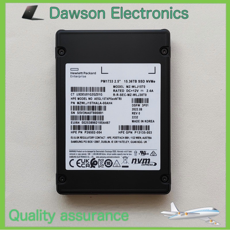 Samsung PM1733 15.36TB SSD U.2 NVME HPE Version MZ-WLJ15T0 MZWLJ15THALA-00AH4