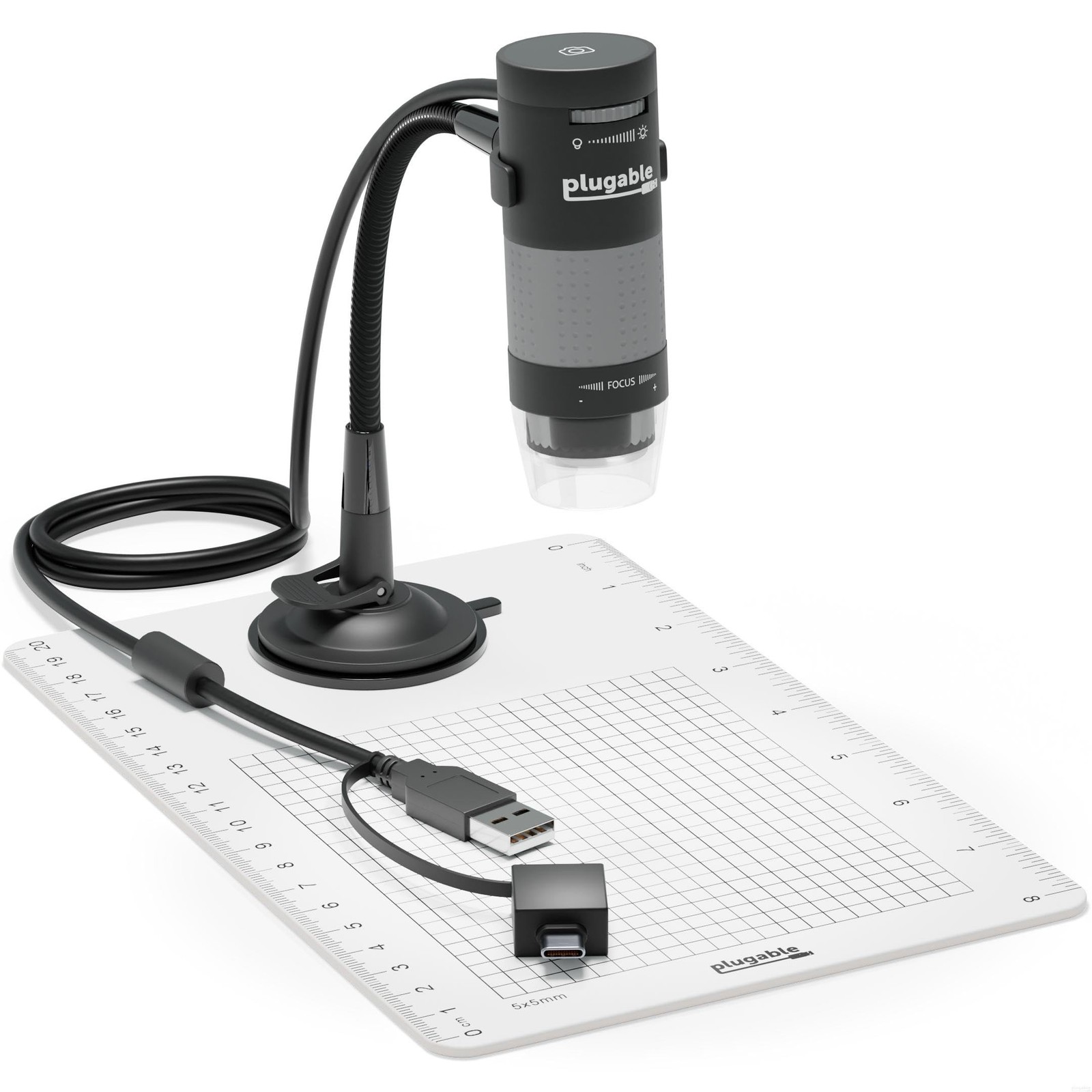 Plugable USB Digital Microscope 250x, 2MP Micro Camera with Flexible Arm Stan...