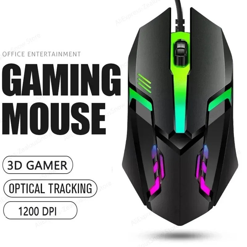 Gaming Mouse 7 Button USB Wired LED Breathing Fire Button 3200 DPI Laptop PC