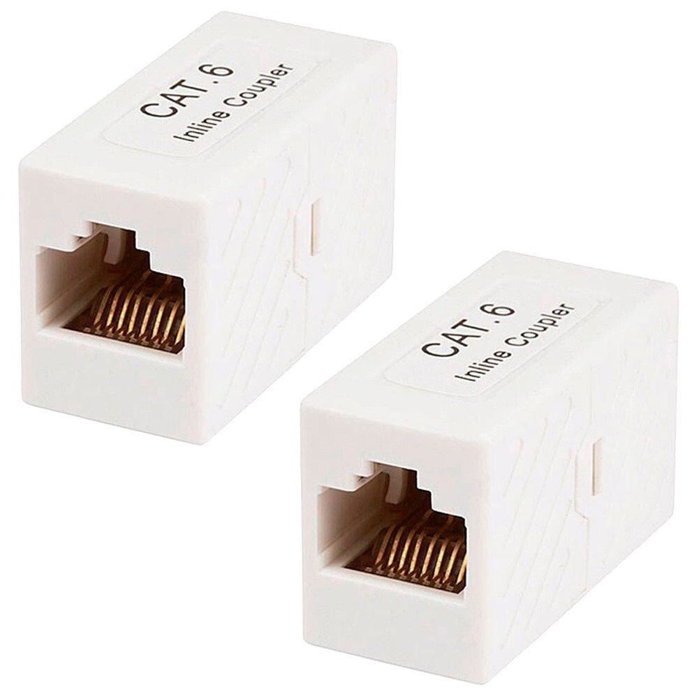 2x Cat6 RJ45 Network LAN Ethernet Straight Coupler Cable Joiner Extender White