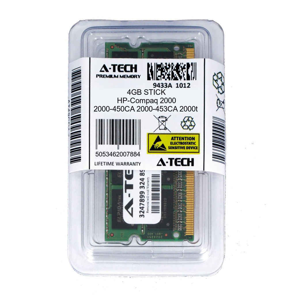 4GB SODIMM HP Compaq 2000-450CA 2000-453CA 2000t 2000t-2c00 2000z Ram Memory