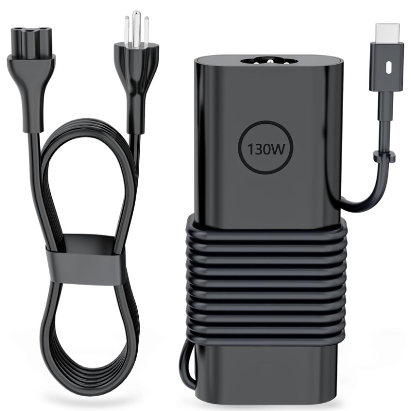 130W USB C Laptop Charger for Dell Computer Laptop Charger Type C Gan Ultra Slim