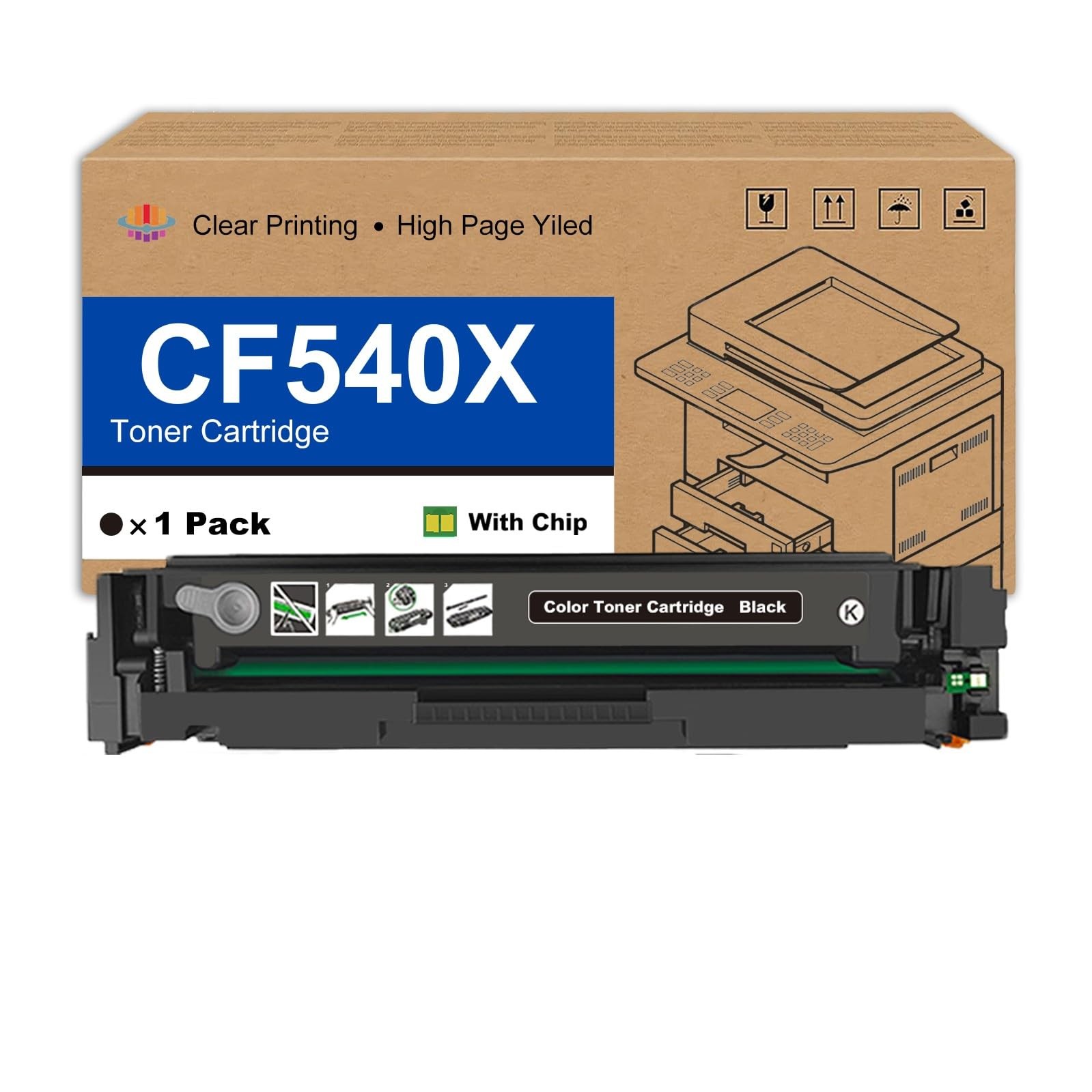 NERAVIOPRINT 203X CF540X Black Toner Cartridge, 1 Pack
