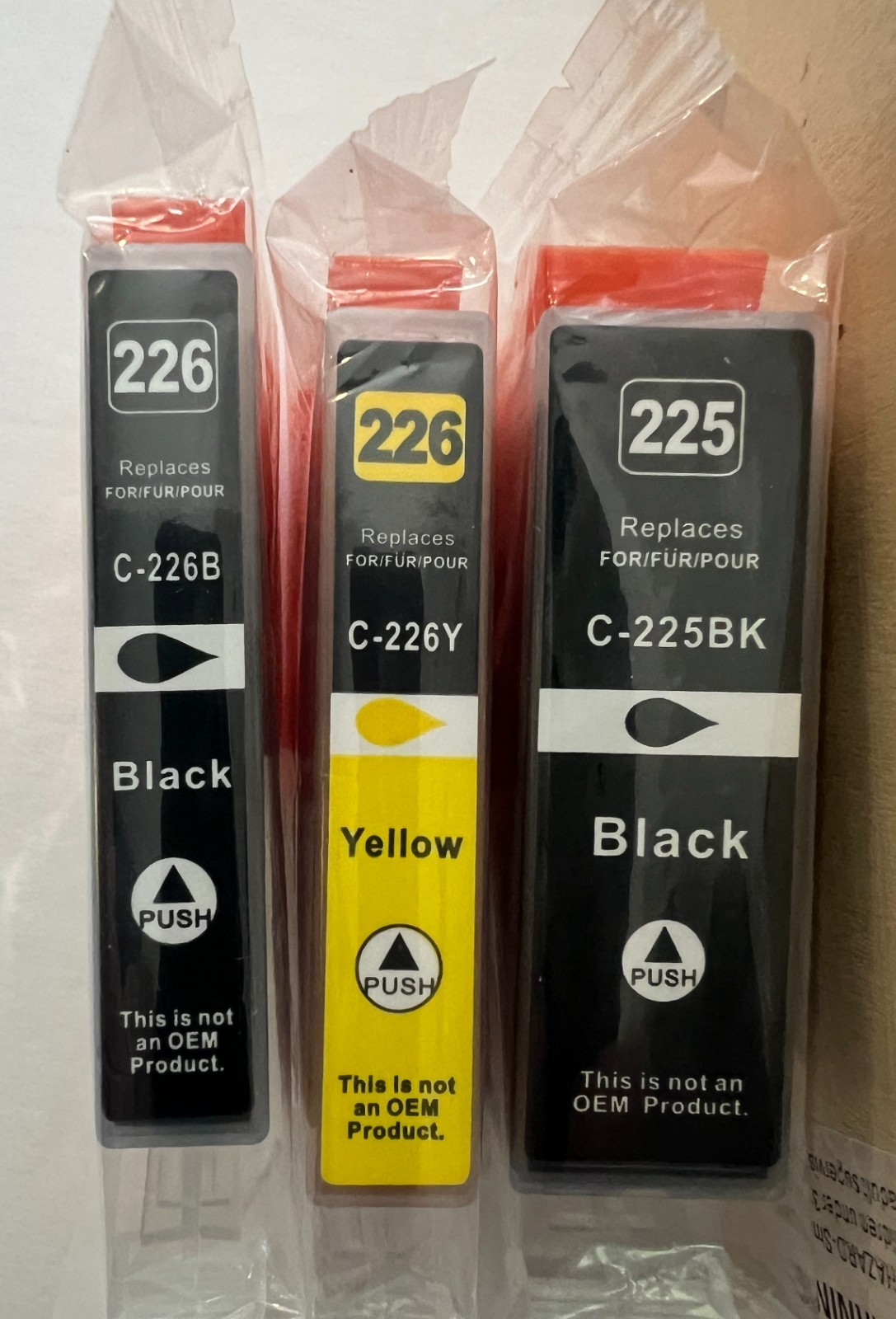 Canon PGI-225 CLI-226 Compatible Ink Cartridges 3 Pack Black Yellow Sealed