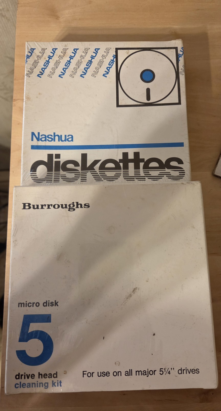 Vintage Nashua 5.25" Floppy Diskettes & Burroughs Drive Head Cleaning Kit NOS
