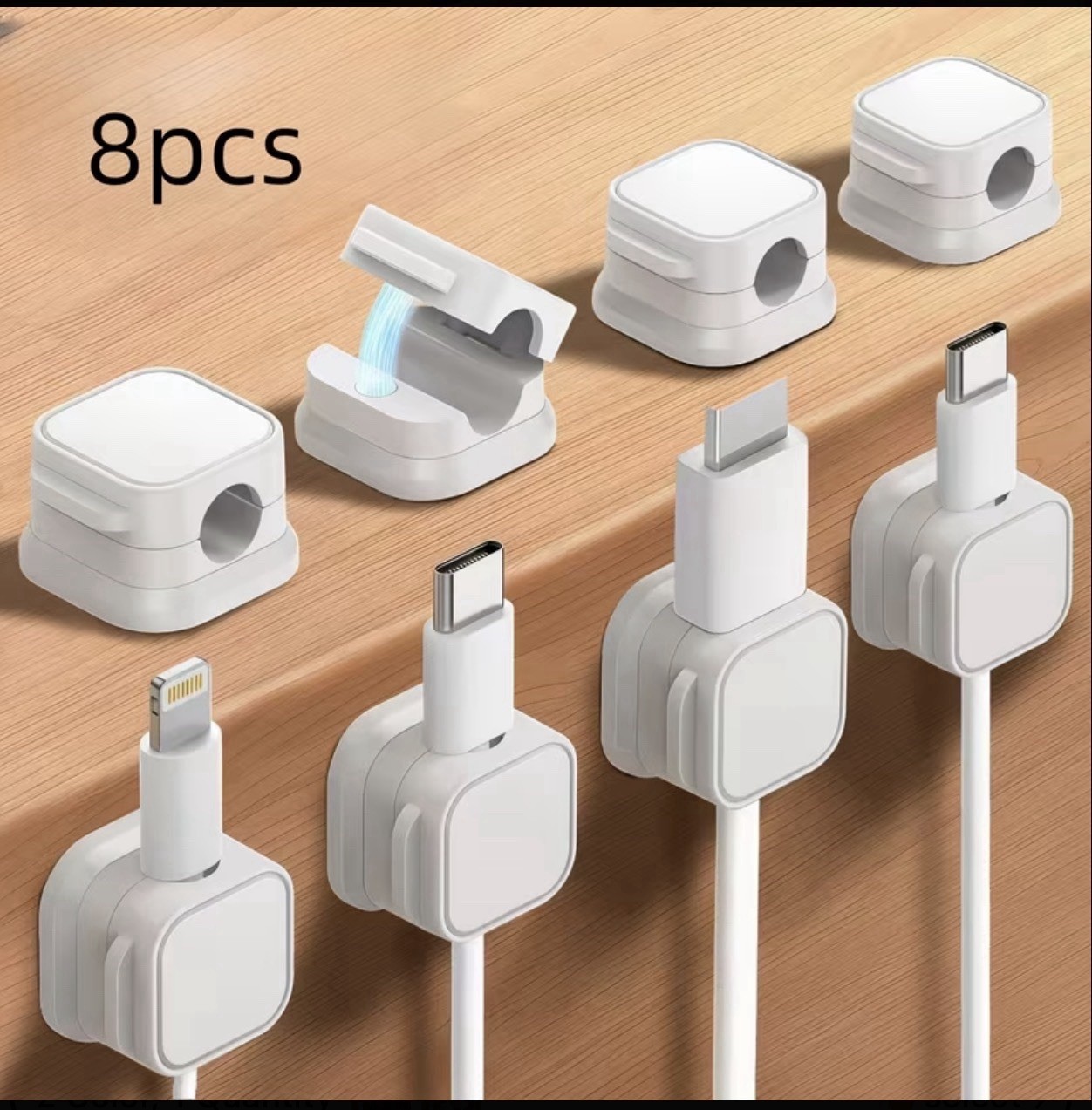 Cable Organizer Clips Self Adhesive NoDrill Cable Management Holders 8Pack