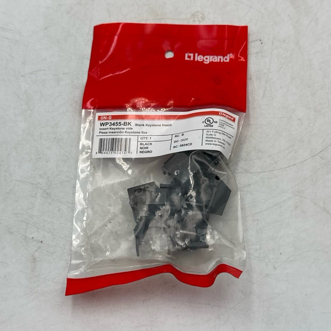 Legrand OnQ On-Q Blank Keystone Insert Black WP3455-BK 10 Pack