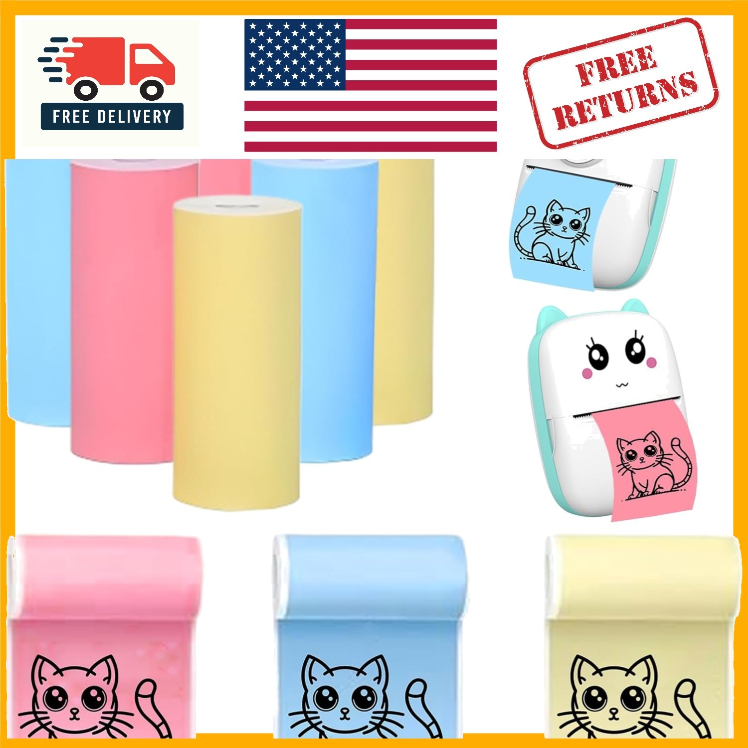 Vibrant 6-Pack Mini Printer Paper Rolls – Safe, BPA-Free Thermal Paper 57x30mm
