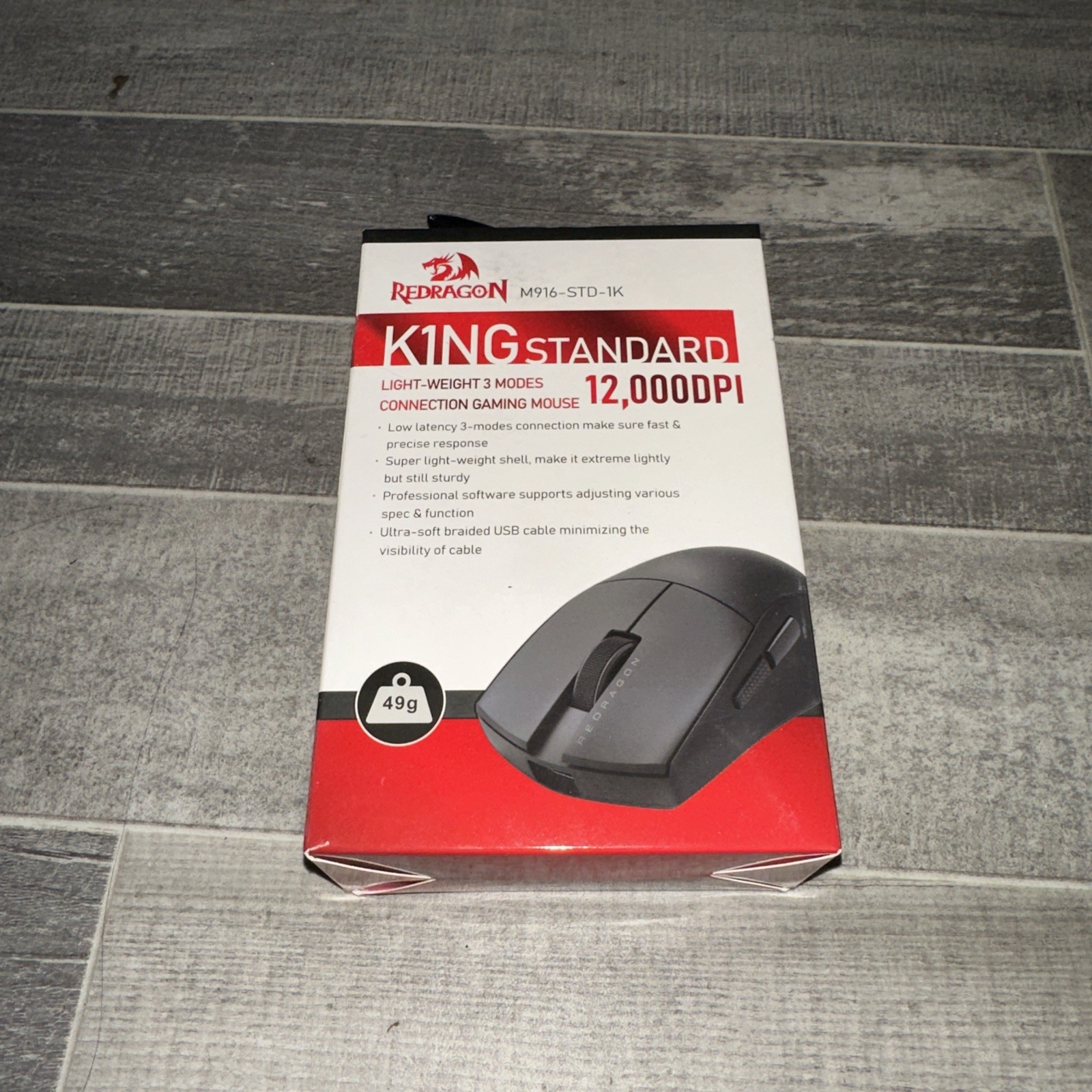 Redragon M916 STANDARD 3-Mode Wireless Gaming Mouse 12K DPI 49KG M916-STD-1K BLK