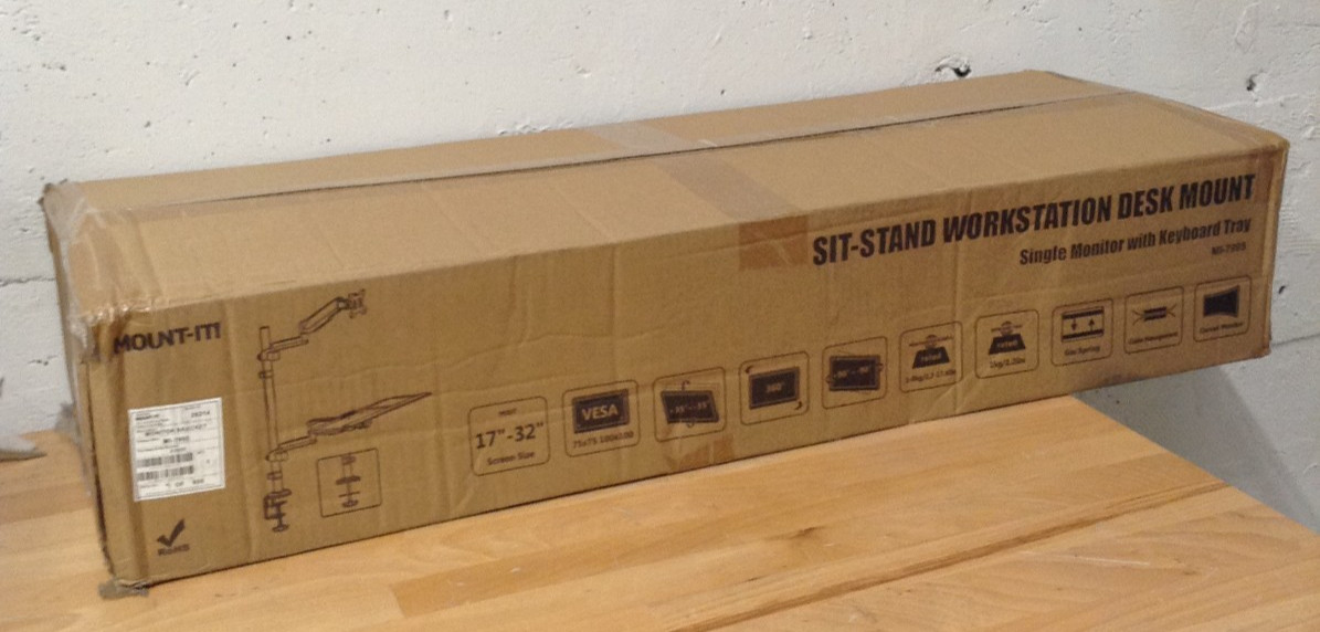 New in Box Mount-It MI-7995 Sit-Stand Workstation Desk Mount Single Monitor