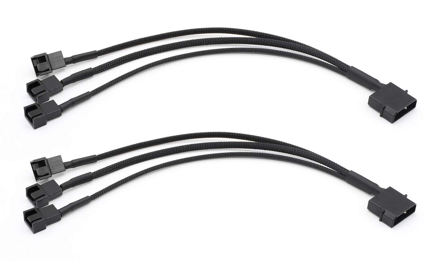 2 Pack Molex to 3 Pin or 4 Pin Fan Adapter Computer PC Case Fan Power Splitte...