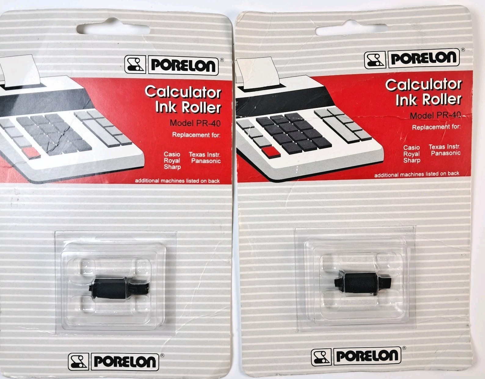 2 PACK Calculator Ink Rollers Porelon PR-40 Casio Royal Sanyo Sharp T.I. Uniwell