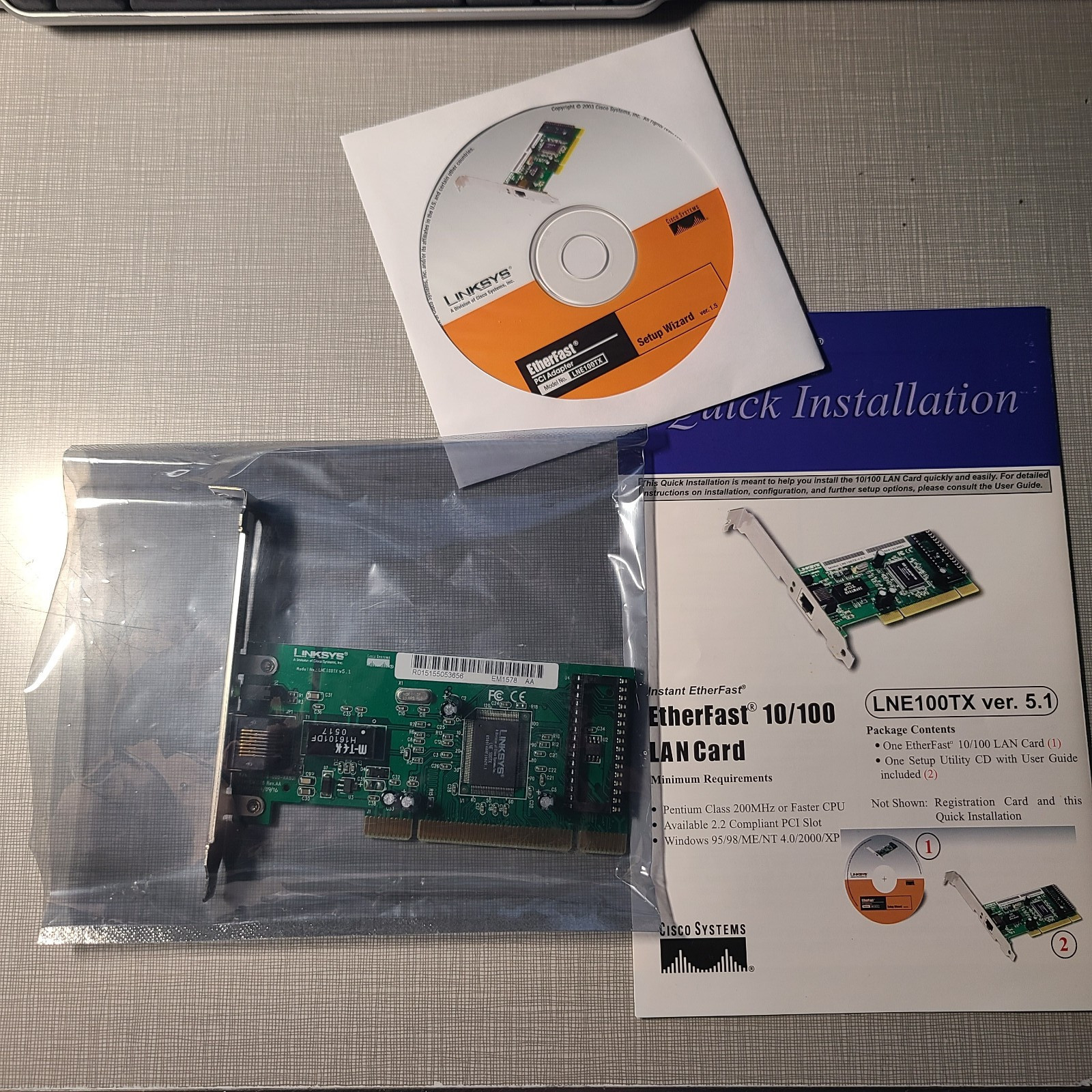 LINKSYS ETHERFAST 10/100 LAN Card Model #LNE100TX Version 5.1*NEW*