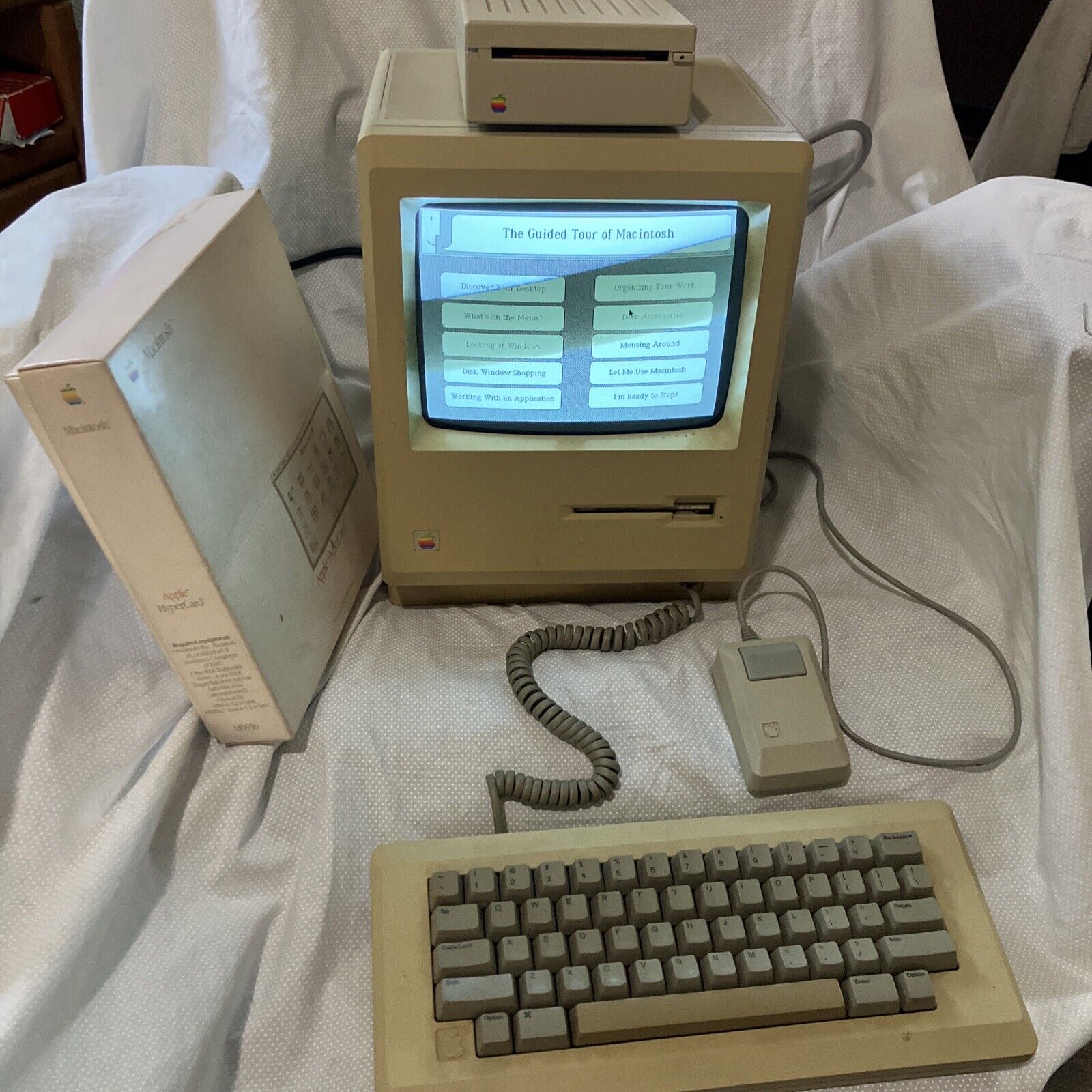 RARE Vintage 1985 Apple Macintosh 512K Computer System WithPrograms Tested Works