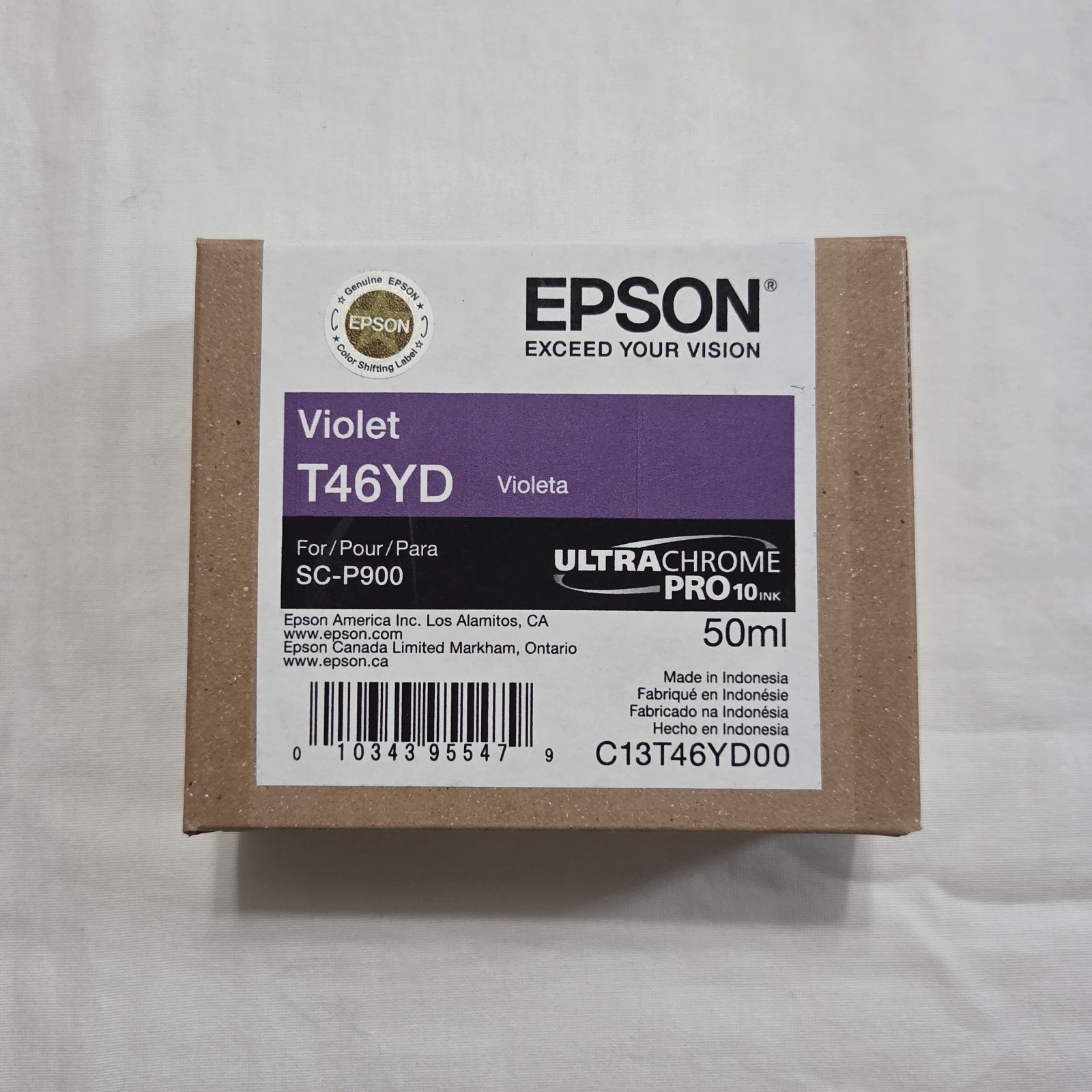 Genuine Epson T46YD 50ML Violet Ink Cartridge SC-P900 Exp 06/2026 - New