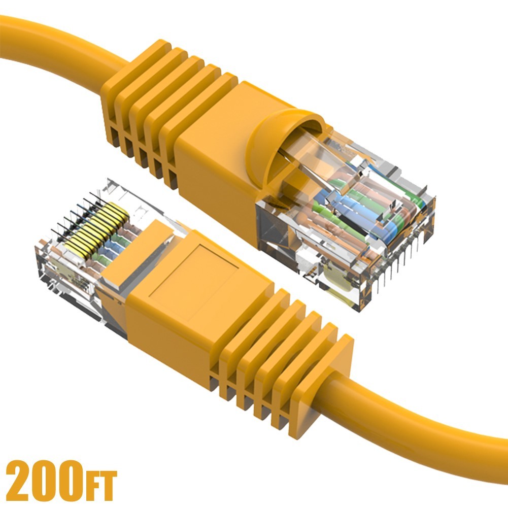200FT Cat6 RJ45 Ethernet LAN Network UTP Snagless Patch Cable Pure Copper Yellow