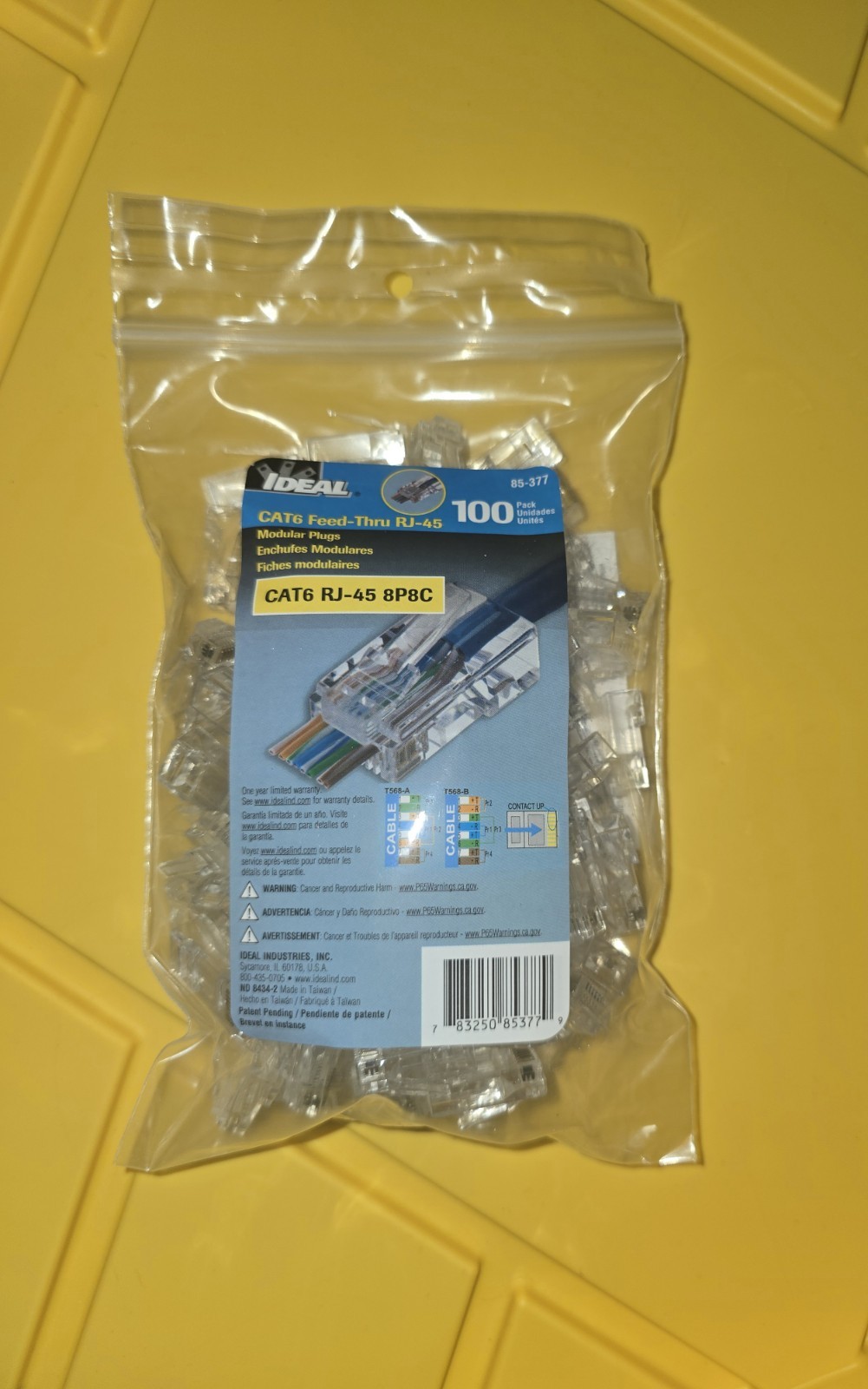 IDEAL CAT6 Feed-Thru RJ-45 8P8C 100 Pack