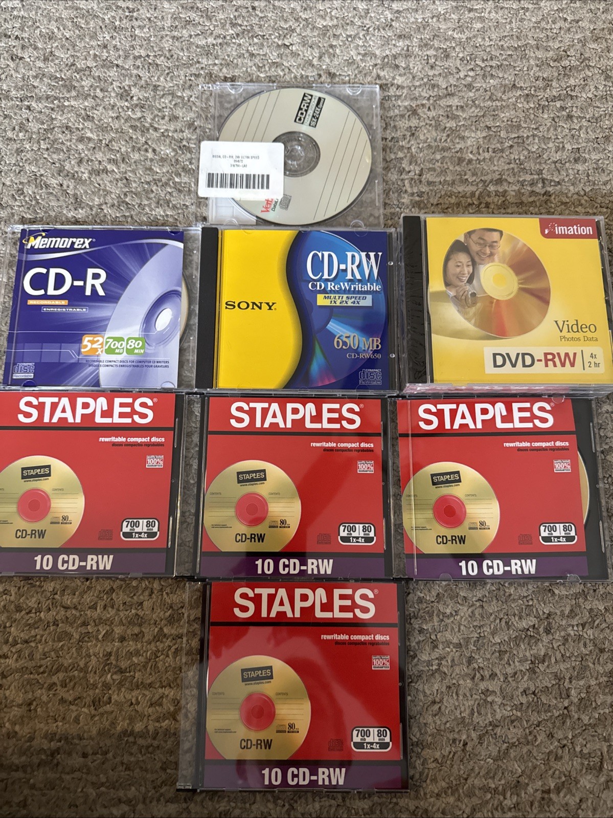 Imation DVD-RW 4x 2 Hours pack of 3 CD-RW CD-R Lot