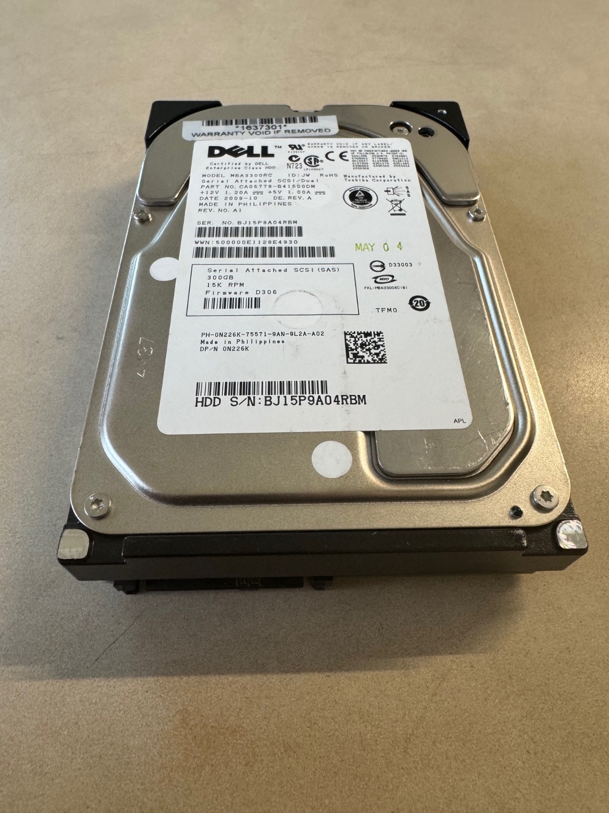 DELL N226K MBA3300RC DELL 300GB 15K 3.5" SAS Hard Drive  0N226K