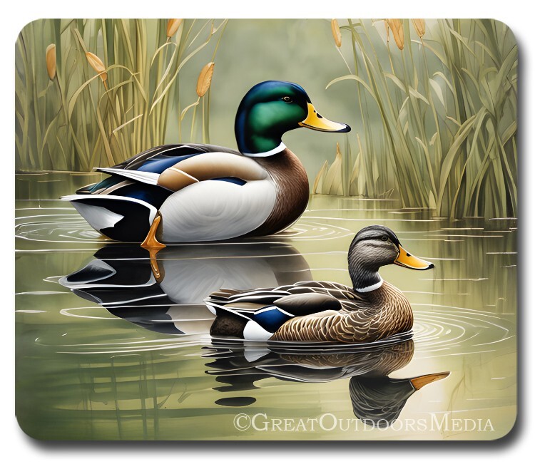 A pair of Mallard Ducks ~ Mousepad / PC Mouse Pad ~ Gifts for Hunter / Outdoor
