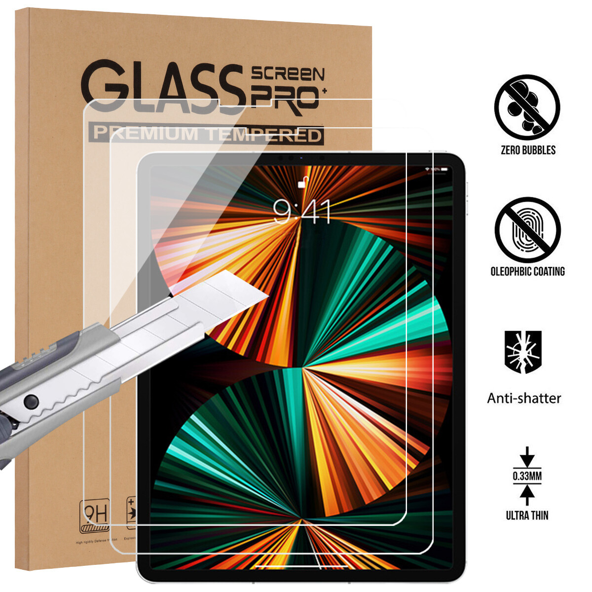 2 Pack Tempered Glass HD 9H Screen Guard LCD Protection for iPad Pro 11 M1 2021