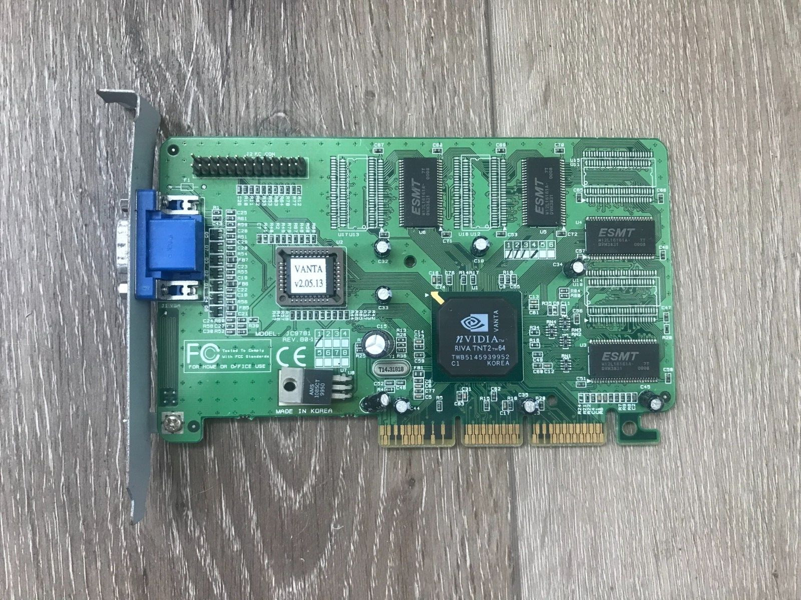 nVIDIA Riva TNT2 Vanta JC9781 REV. 80-1 4x 16MB AGP VGA Video Graphics Card
