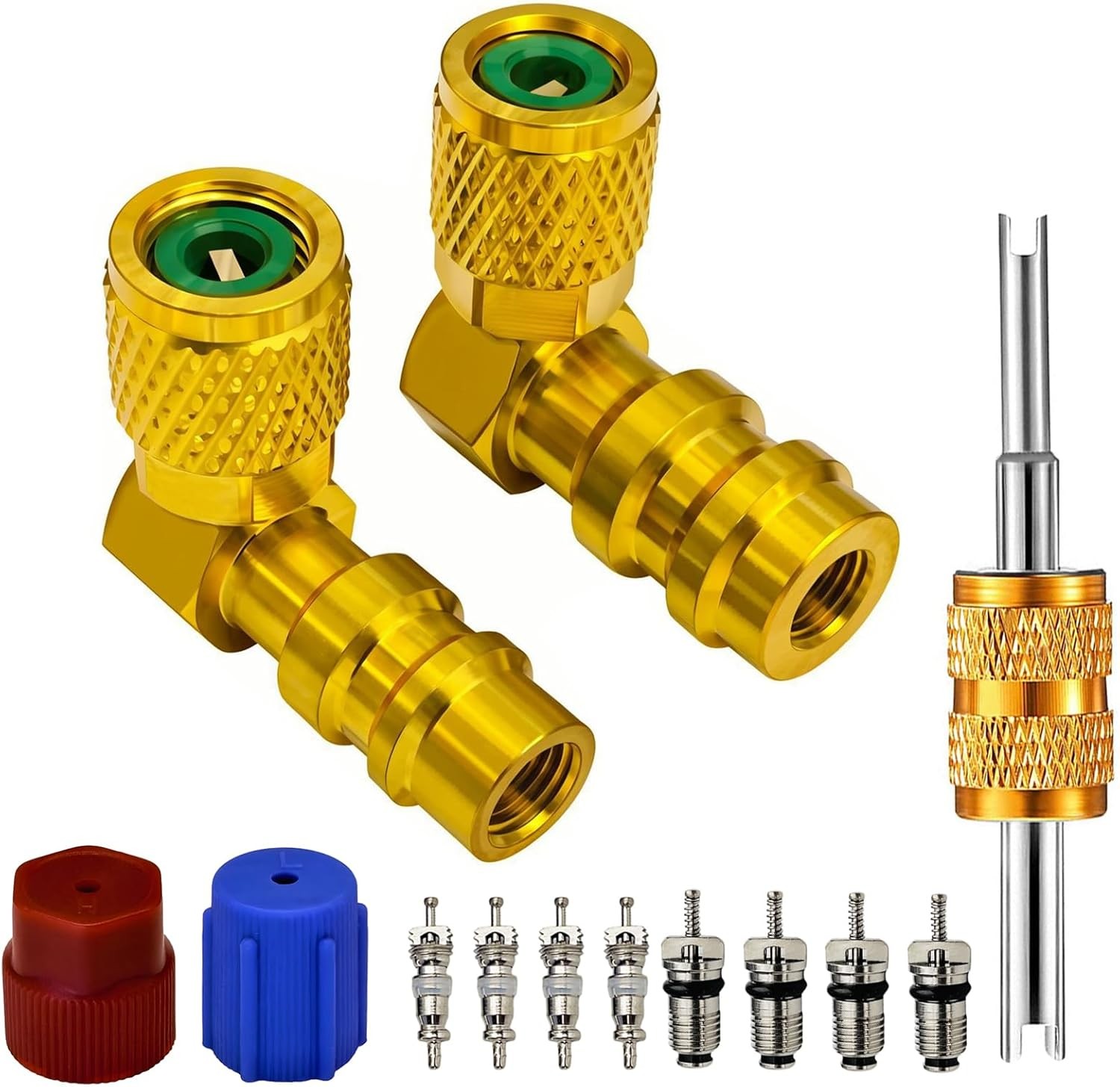 R12 to R134A AC Retrofit Fitting Adapter Kit, Brass R12 R22 to R134A High/Low Fi