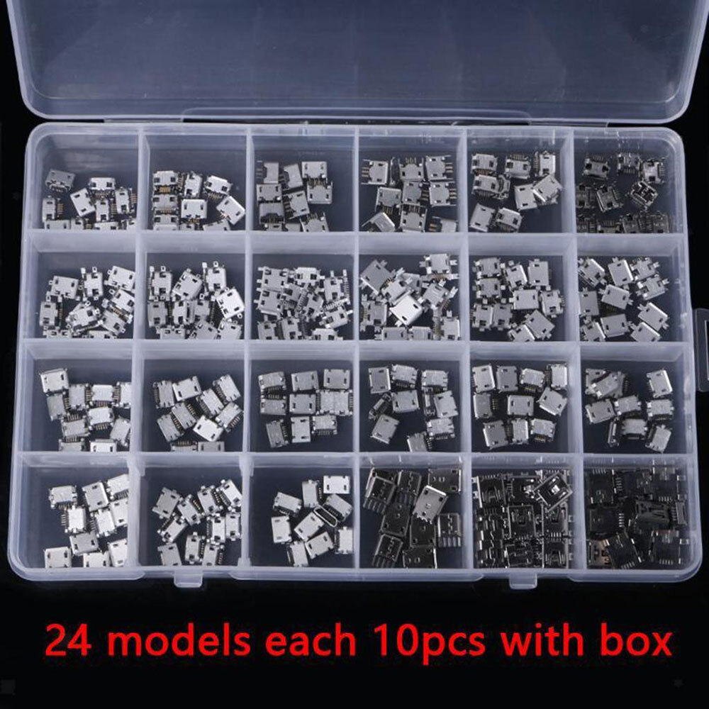 USA 24 Models Micro USB 5Pin Socket Connector Port USB Connectors Replacement