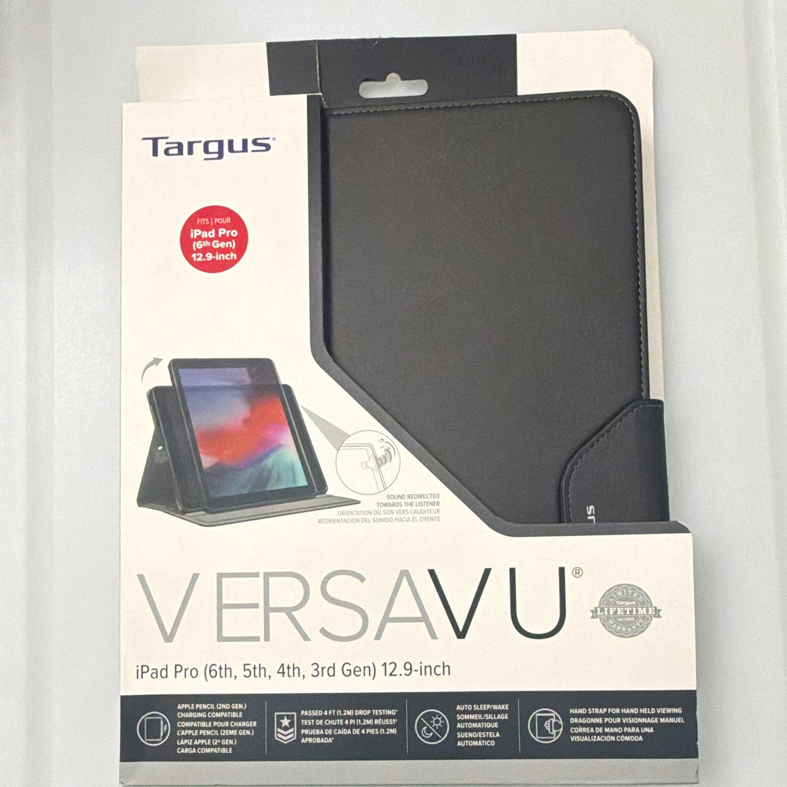 Targus VersaVu Rotating Case iPad Pro 12.9 3rd-6th Gen Black Pencil Holder
