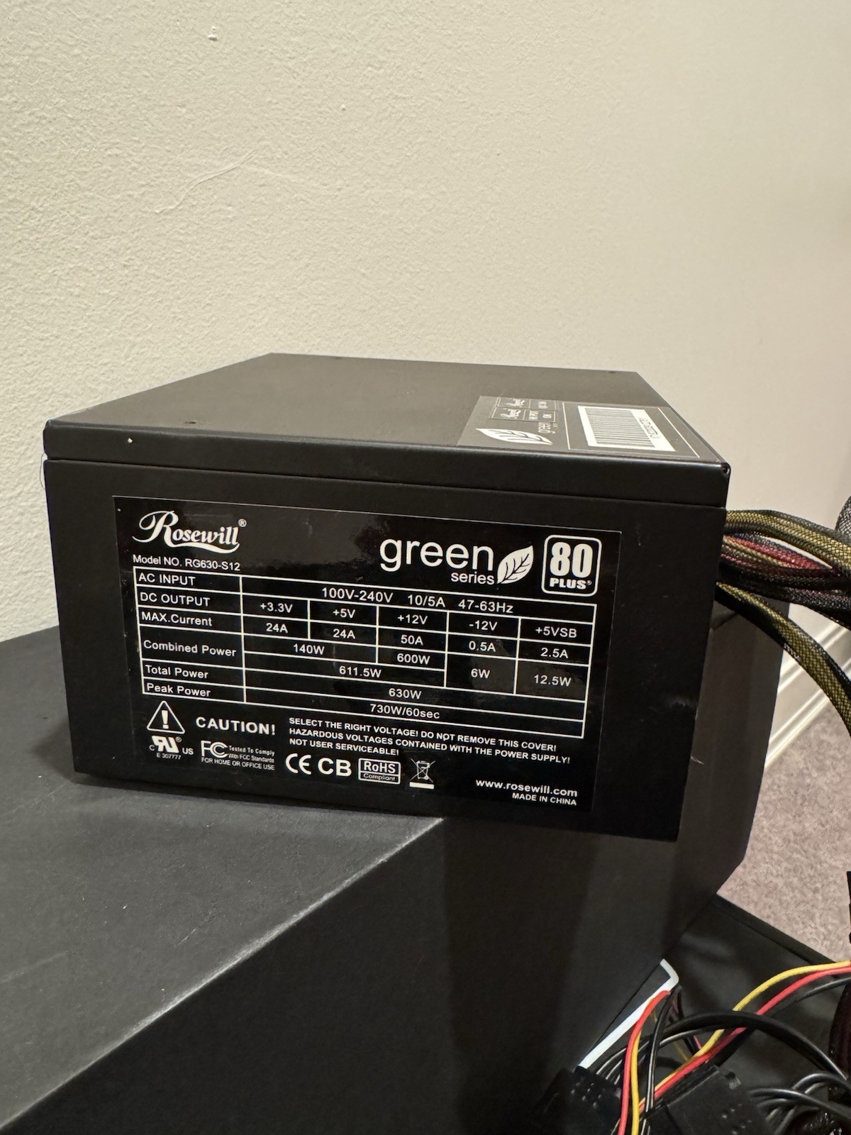 ROSEWILL ATX Power Supply 630W | RG630-S12 Green Series 80 PLUS