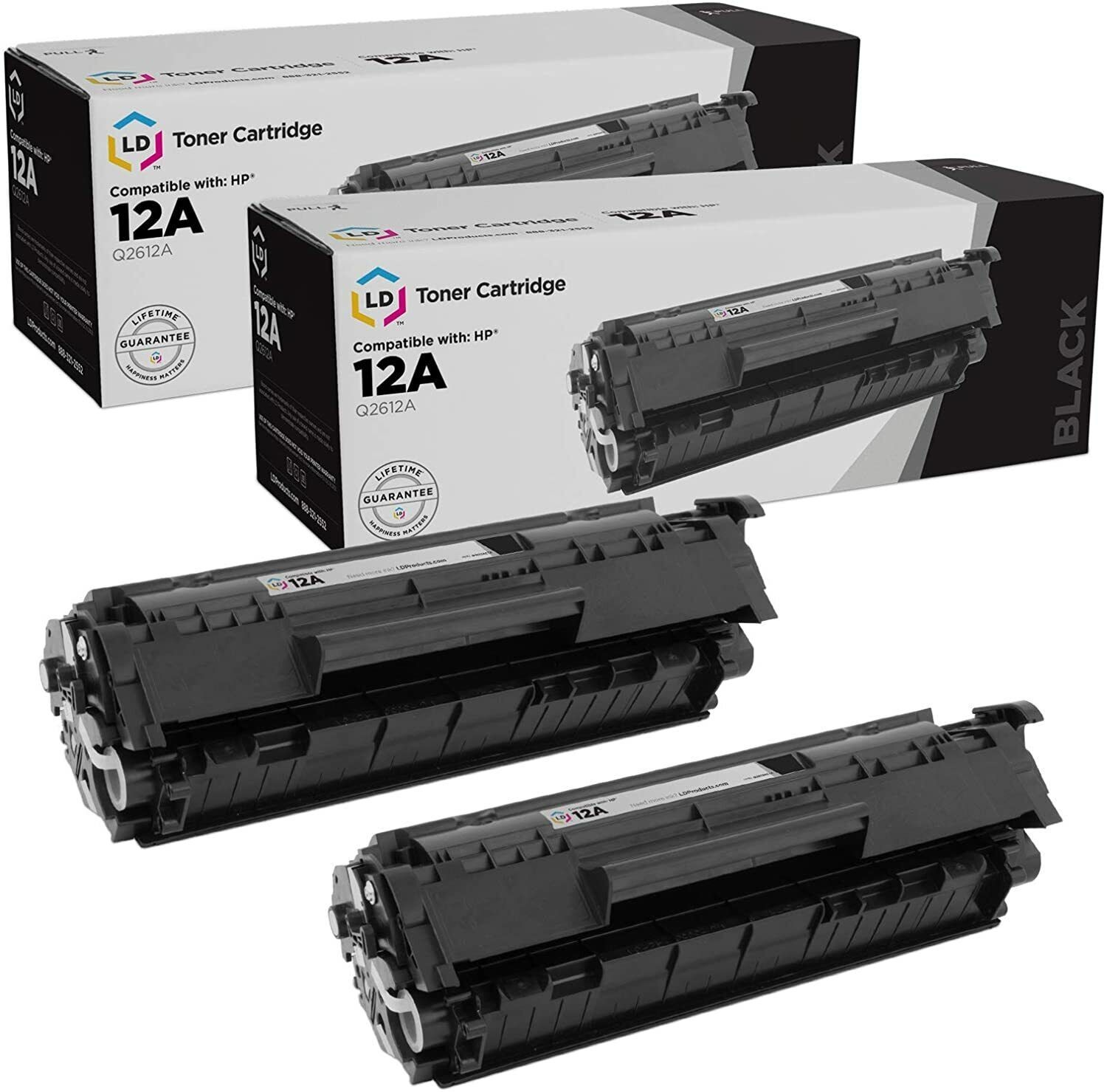 LD 2PK Comp Black Laser Toner Cartridge for HP 12A Q2612A LaserJet 1010 1012