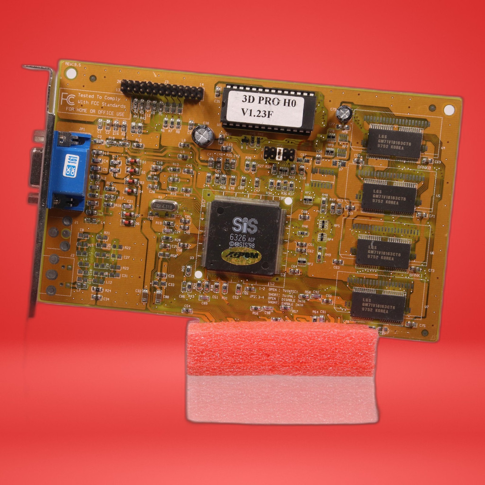 SIS 6326 3D Pro H0 V1.23F AGP Video Graphics Card Vintage
