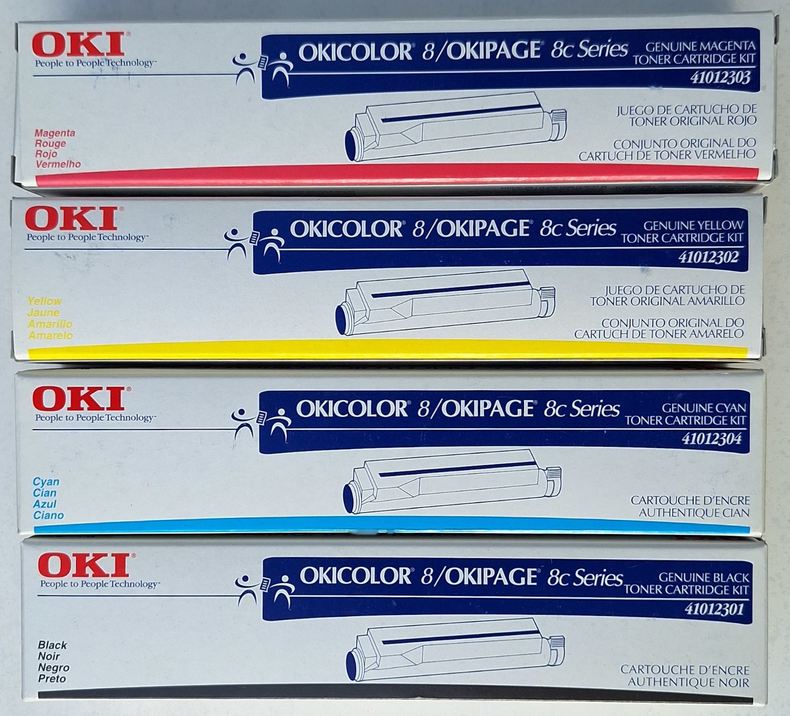 OKI OKICOLOR OKIPAGE 8 8C TONER SET 41012301 41012302 41012303 41012304 CMYK
